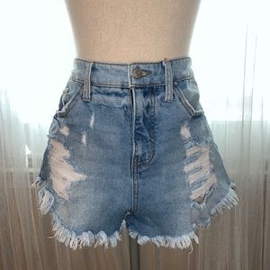 High waisted jean shorts